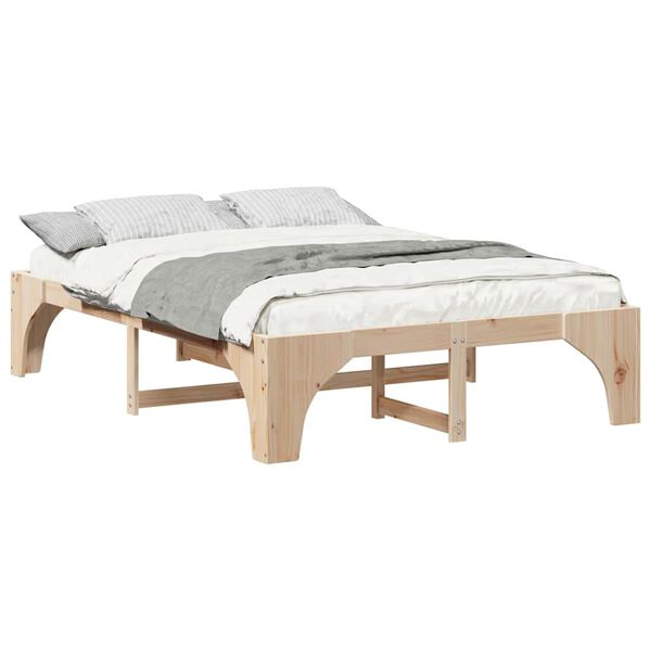 vidaXL Estructura de cama Marrón 150 x 200 cm Madera de pino macizo