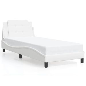 vidaXL Estructura de cama sin colch&oacute;n Zadar cuero sint&eacute;tico blanco 100x203cm