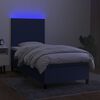 vidaXL Cama box spring colch&oacute;n y luces LED tela azul 90x200 cm
