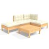 vidaXL Muebles de jard&iacute;n 5 piezas cojines madera de pino crema