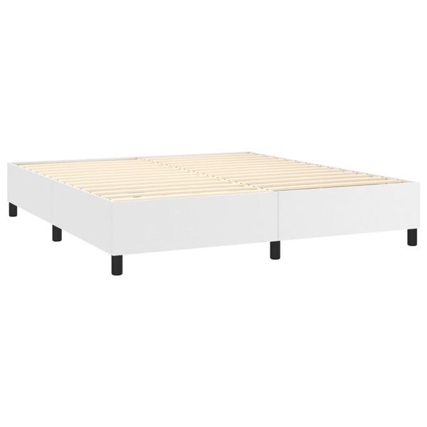 vidaXL Cama box spring con colch&oacute;n cuero sint&eacute;tico blanco 160x200 cm