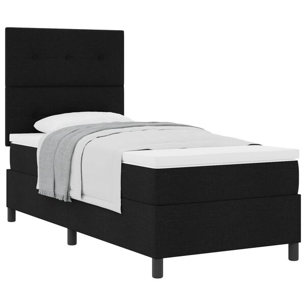 vidaXL Cama tipo Box Spring con colch&oacute;n Negro 100 x 200 cm tela