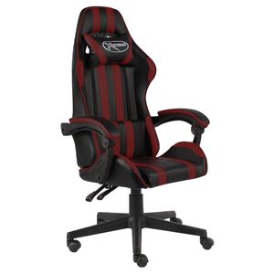 vidaXL Silla gaming de cuero sint&eacute;tico negro y rojo tinto