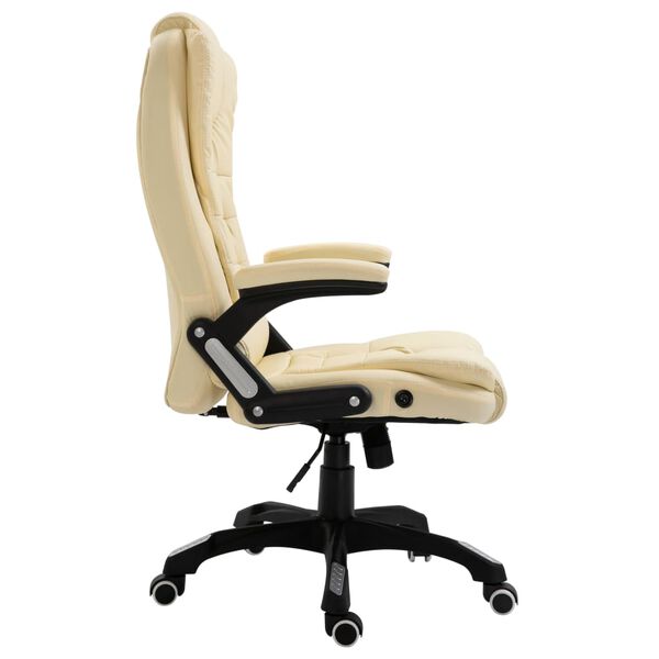 vidaXL Silla de oficina de cuero sint&eacute;tico color crema
