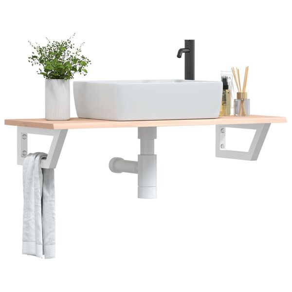 vidaXL Estante de lavabo de pared de acero y madera maciza de roble