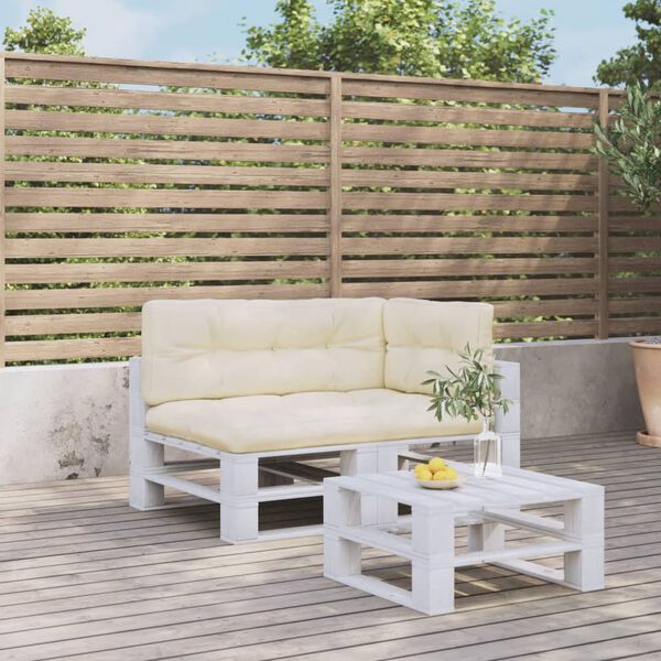 vidaXL Cojines para sof&aacute; de palets 3 unidades tela crema