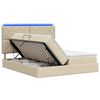 vidaXL Cama de almacenamiento LED con colch&oacute;n Crema 180 x 200 cm Tela