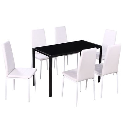 vidaXL Conjunto de mesa de comedor 7 piezas blanco y negro