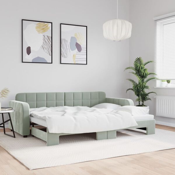 vidaXL Sof&aacute; cama nido terciopelo gris claro 80x200 cm