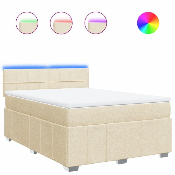 vidaXL Cama box spring con colch&oacute;n tela color crema 140x200 cm