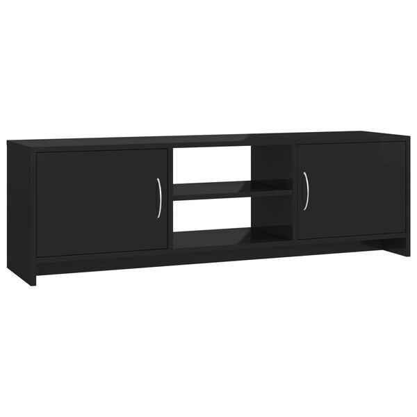 vidaXL Mueble TV madera contrachapada negro brillante 120x30x37,5 cm