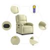 vidaXL Sill&oacute;n reclinable de masaje elevable cuero aut&eacute;ntico crema