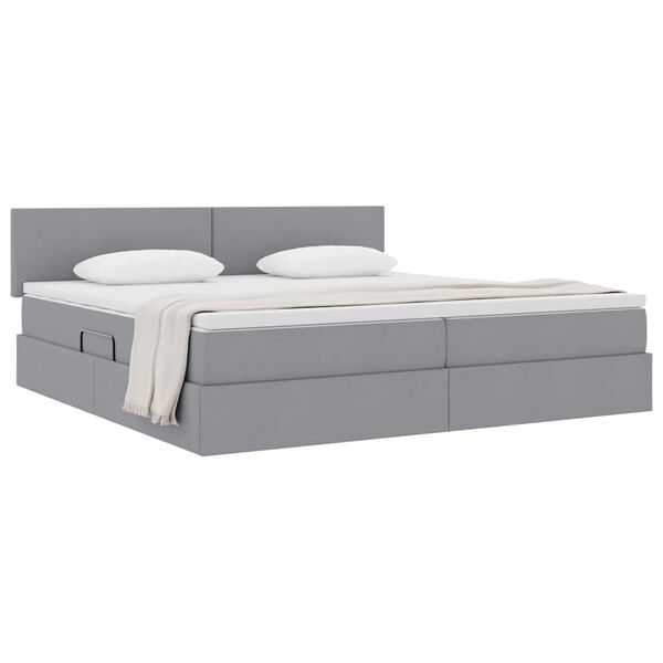 vidaXL Cama con almacenamiento y colchón Gris Claro 200 x 200 cm