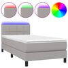 vidaXL Cama box spring colch&oacute;n y luces LED tela gris claro 100x200 cm