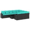 vidaXL Set de sof&aacute;s de jard&iacute;n 11 pzas y cojines rat&aacute;n sint&eacute;tico negro