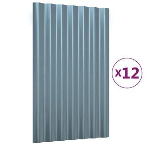 vidaXL Paneles de tejado 12 unidades acero galvanizado gris 60x36 cm