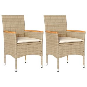 vidaXL Sillones de jard&iacute;n con cojines 2 uds rat&aacute;n sint&eacute;tico beige
