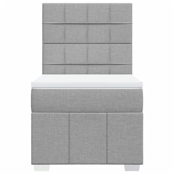 vidaXL Cama box spring con colch&oacute;n tela gris claro 90x190 cm