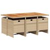 vidaXL Set comedor de jard&iacute;n 7 pzas con cojines rat&aacute;n sint&eacute;tico beige
