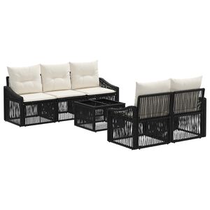 vidaXL Conjunto de sof&aacute;s de jard&iacute;n 6 uds. Negro rat&aacute;n sint&eacute;tico
