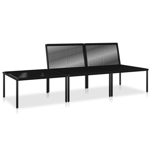 vidaXL Juego de muebles de jardín 3 piezas con cojines PVC negro