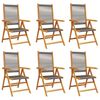vidaXL Sillas plegables reclinables, 6 unidades, color gris, madera maciza de acacia.