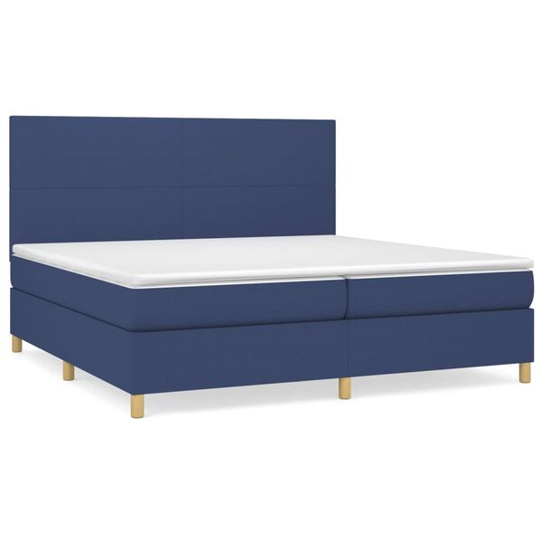 vidaXL Cama box spring con colch&oacute;n tela azul 200x200 cm