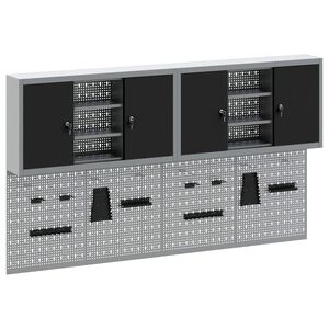 vidaXL Juego de Armarios de Herramientas con estante 4 uds. Negro