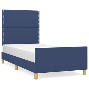 vidaXL Estructura de cama sin colch&oacute;n tela azul 90x190 cm