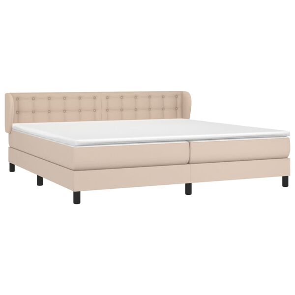 vidaXL Cama box spring con colch&oacute;n cuero sint&eacute;tico capuchino 200x200cm