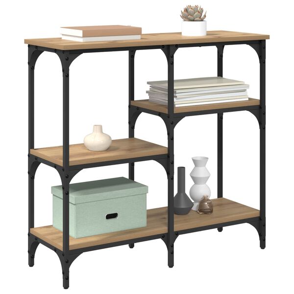 vidaXL Mesa Consola con estante Roble artesanal 80 x 29 x 75 cm