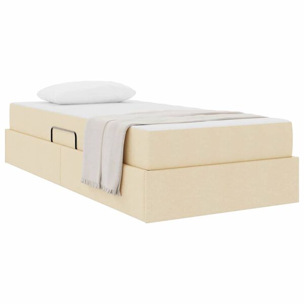 vidaXL Cama con almacenamiento y colch&oacute;n Crema 90 x 190 cm Poli&eacute;ster