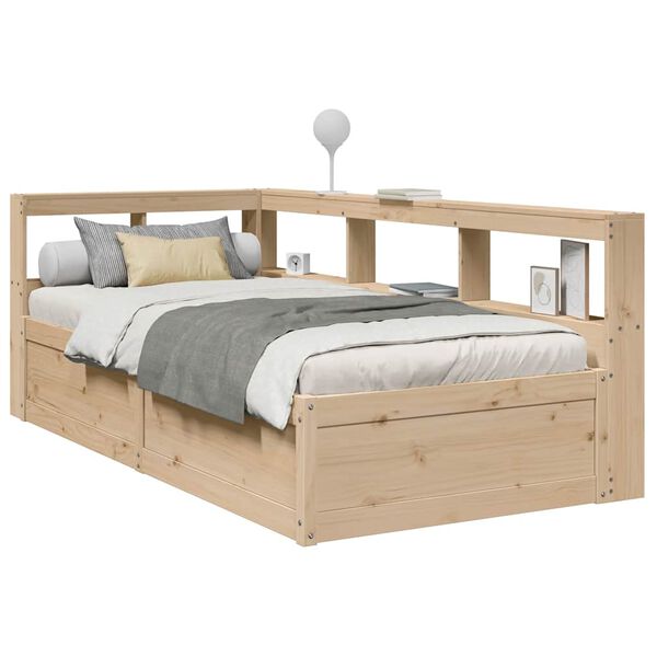 vidaXL Cama con estanter&iacute;a sin colch&oacute;n madera maciza de pino 100x200cm