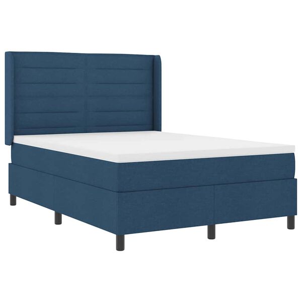 vidaXL Cama tipo Box Spring con colch&oacute;n Azul 140 x 190 cm tela