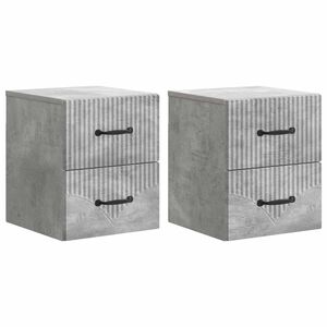 vidaXL Mesita de Noche de Pared 2 pcs Gris Hormig&oacute;n 34,5 x 33 x 40 cm