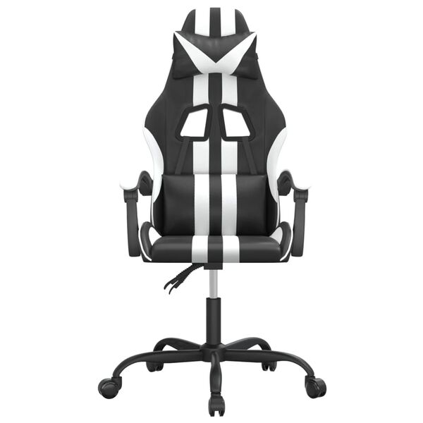 vidaXL Silla gaming cuero sintético negro y blanco