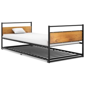 vidaXL Estructura de cama extra&iacute;ble sin colch&oacute;n metal negro 90x200 cm