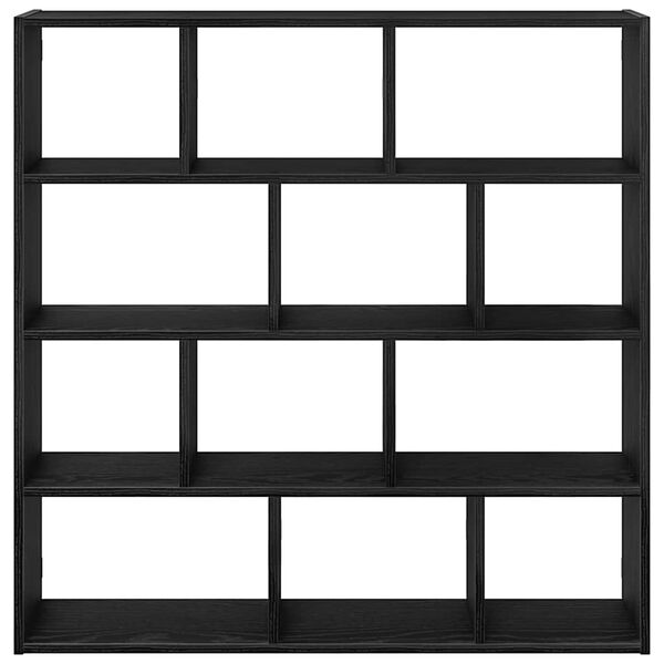 vidaXL Estante cubo de pared 12 compartimentos madera ingenier&iacute;a negro