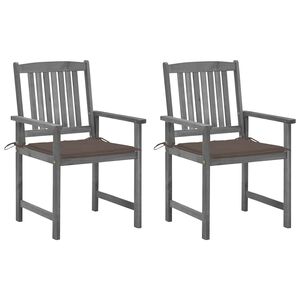 vidaXL Sillas de jard&iacute;n con cojines 2 uds madera maciza de acacia gris