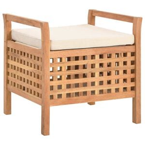 vidaXL Banco de almacenamiento de madera maciza de nogal 49x48x49 cm