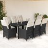 vidaXL Set de comedor de jardín 9 pzas y cojines ratán sintético negro