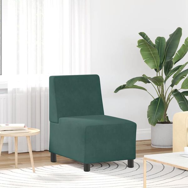 Sof&aacute; modular sin brazos vidaXL de terciopelo verde oscuro de 55 cm