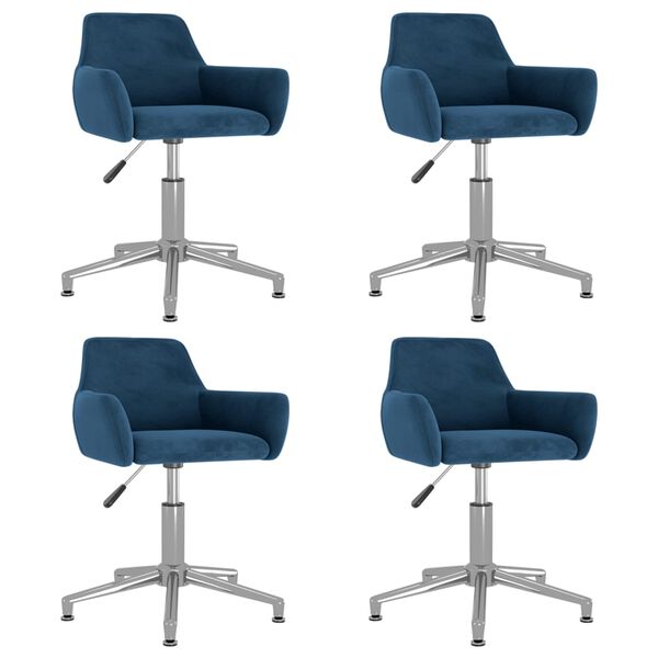 vidaXL Sillas de comedor giratorias 4 unidades terciopelo azul