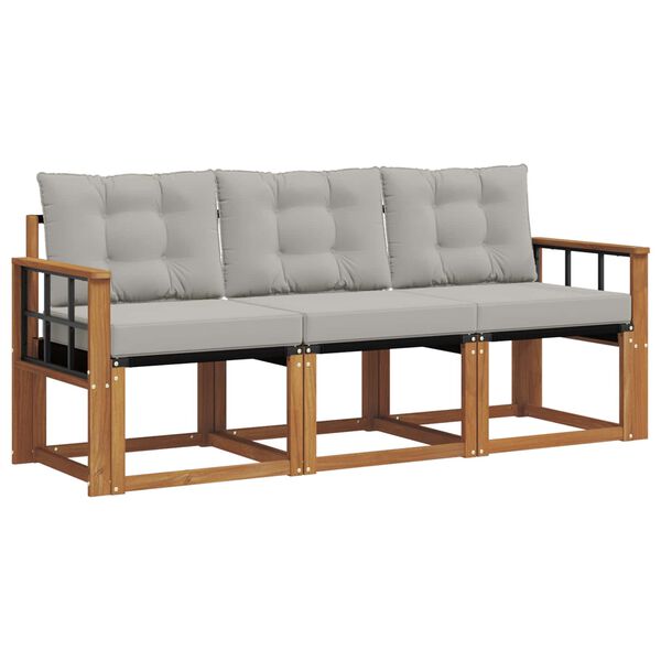 vidaXL Conjunto de sof&aacute;s de exterior 3 pcs Gris Natural y Claro