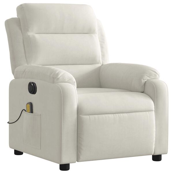 vidaXL Sill&oacute;n reclinable de masaje el&eacute;ctrico terciopelo color crema