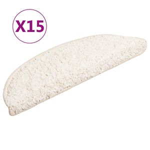 vidaXL Tapetes para escaleras 15 uds 56x17x3 cm Blanco Semicircular