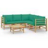 vidaXL Set de muebles de jard&iacute;n 6 piezas bamb&uacute; con cojines verde