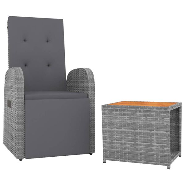 vidaXL Juego muebles jard&iacute;n 2 pzas madera acacia rat&aacute;n sint&eacute;tico gris