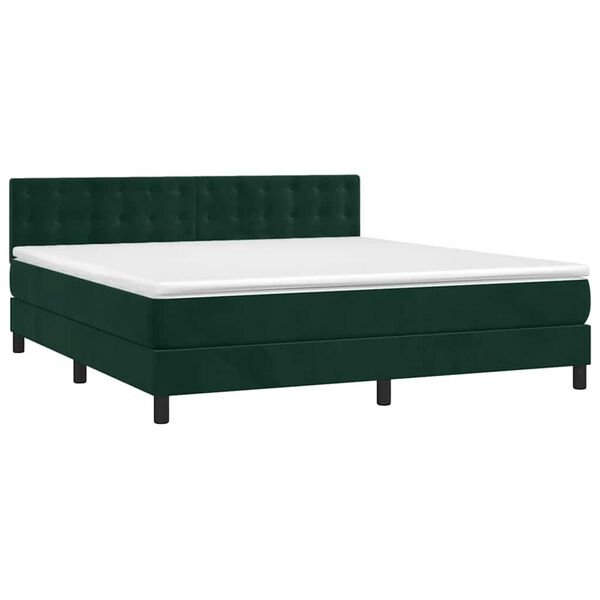 vidaXL Cama box spring con colch&oacute;n terciopelo verde oscuro 160x200 cm