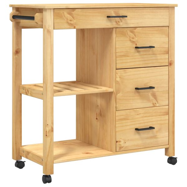 vidaXL Carrito de cocina MONZA madera maciza de pino 84x40x88,5 cm